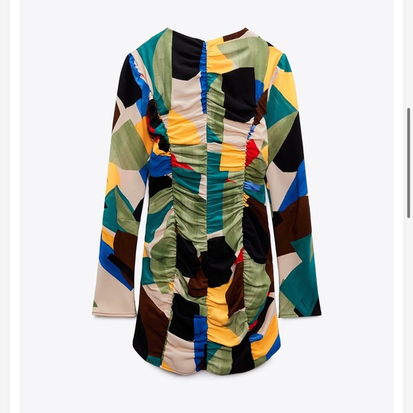 Zara Dresses Nwt Zara Printed Dress With Draping Size M Poshmark